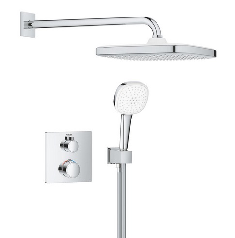 Душевая система скрытого монтажа Grohe Grohtherm с верхним душем Tempesta 250 Cube хром 1039950000