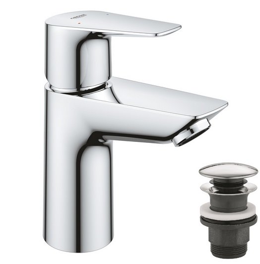 Змішувач для раковини Grohe BauEdge S-Size з натискним донним клапаном хром 23895001