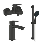Комплект смесителей для ванной Grohe Cubeo 3 в 1 с душевым набором черный матовый UA125246M243