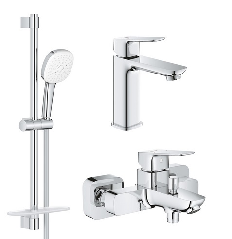 Комплект змішувачів для ванної Grohe Cubeo 3 в 1 з душовим набором хром UA125246M
