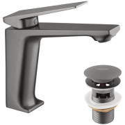 Смеситель для раковины Kroner KRP Ersel-GRP0111BV с донным клапаном графит CV035469