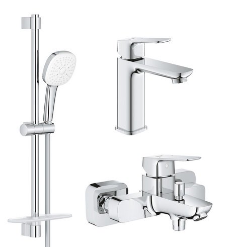 Комплект смесителей для ванной Grohe Cubeo 3 в 1 с душевым набором хром UA125246M