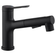 Змішувач для раковини Kroner KRP Edelstahl Klassisch-SCH030-T з висувною лійкою чорний CV032497