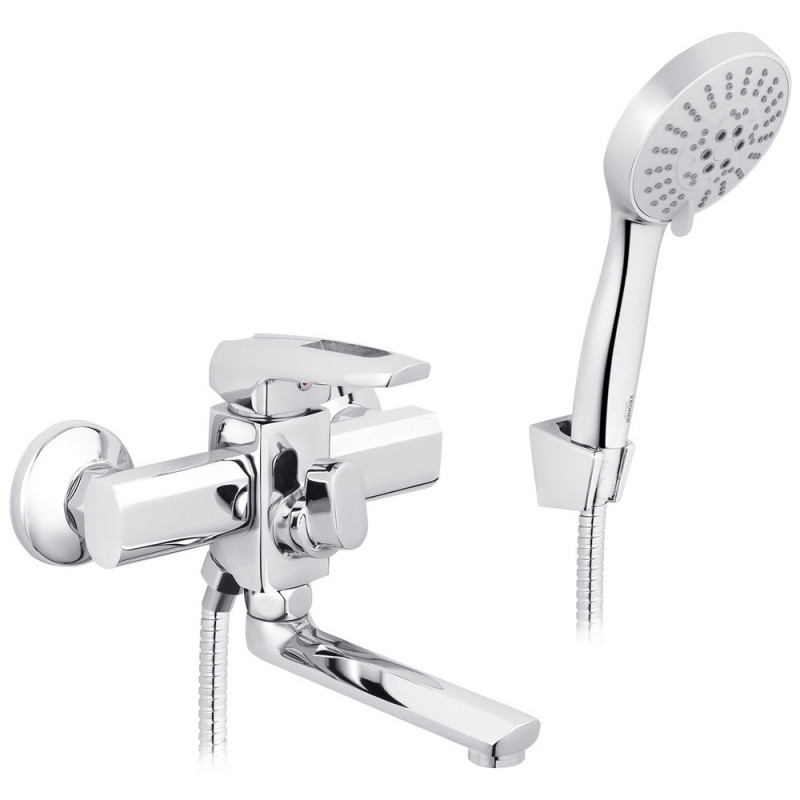 Смеситель для ванной Kroner KRM Kante-C060 с душевым гарнитуром хром CV023581