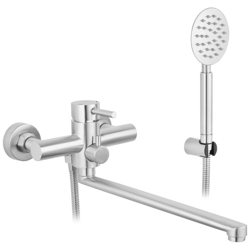 Змішувач для ванної кімнати Kroner KRP Edelstahl Klassisch-ESG070 з душовим гарнітуром нікель CV022997