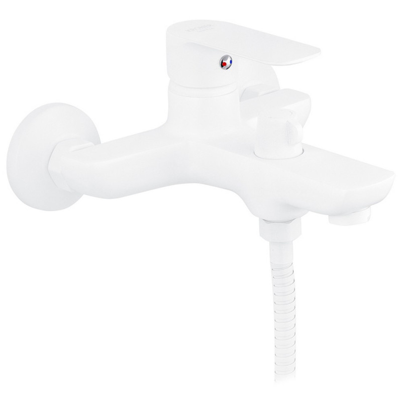 Змішувач для ванної кімнати Kroner KRM Fulda-W060 з душовим гарнітуром білий CV018080