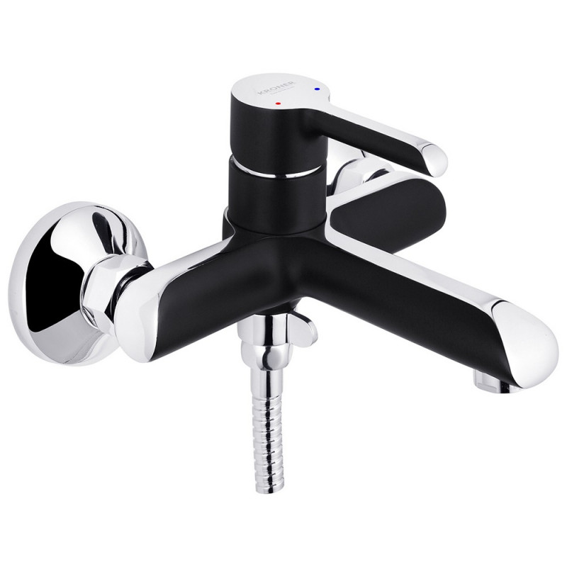 Змішувач для ванної кімнати Kroner KRP Essen-SCH060 з душовим гарнітуром хром/чорний CV024326