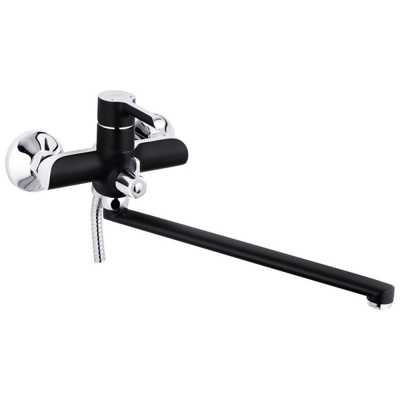 Змішувач для ванної кімнати Kroner KRP Essen-SCH070 з душовим гарнітуром хром/чорний CV024330