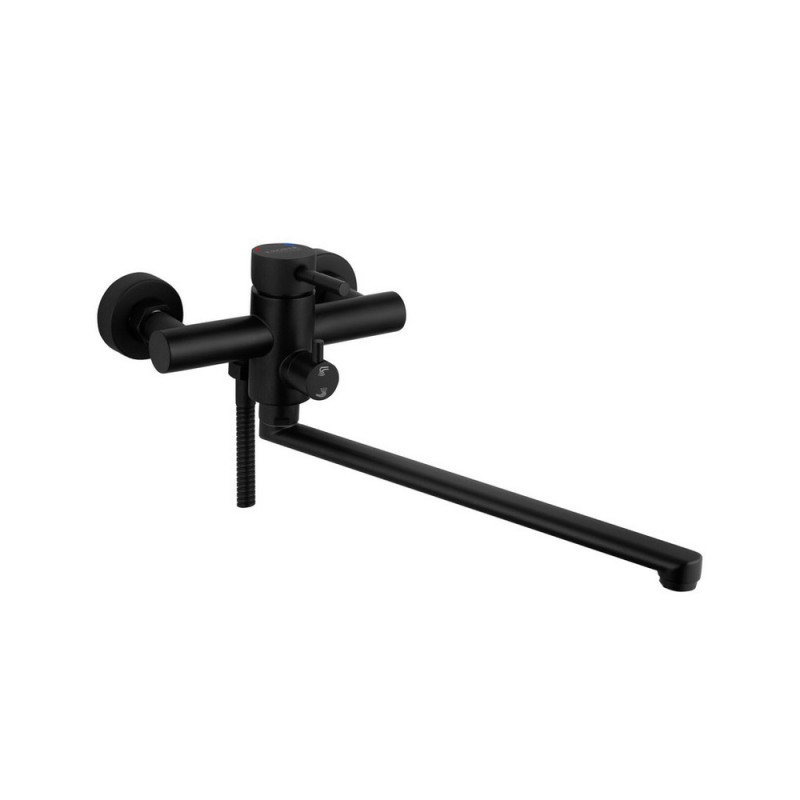 Смеситель для ванной Kroner KRP Edelstahl Klassisch-SCH070 с душевым гарнитуром черный CV025651