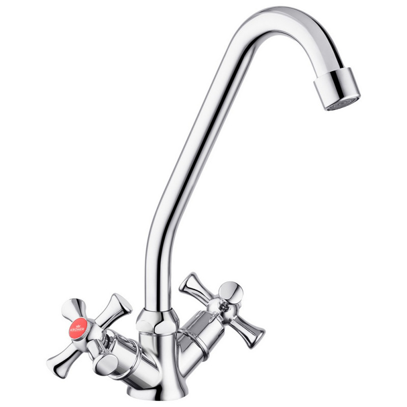 Смеситель для кухни Kroner KRM Rhein-C030 двухвентильный хром CV014915