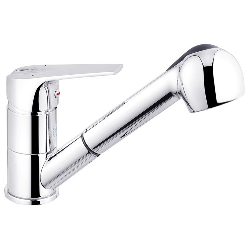 Смеситель для кухни Kroner KRM Odra-C030-T с выдвижным изливом хром CV021127