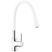 Смеситель для кухни Kroner KRP Kuche-C031WHI с гибким изливом хром/белый CV024335