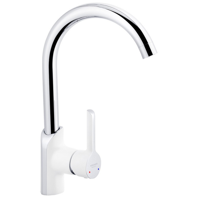 Смеситель для кухни Kroner KRP Essen-W030 однорычажный хром/белый CV024334
