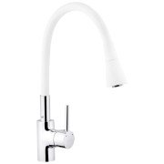 Змішувач для кухні Kroner KRP Kuche-C031WHI з гнучким виливом хром/білий CV024335