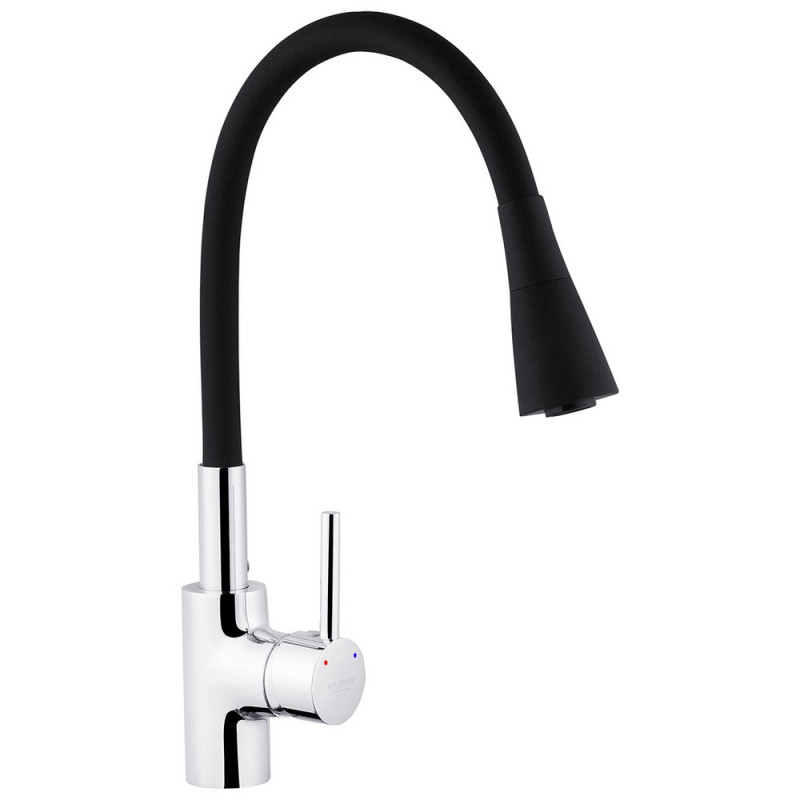 Смеситель для кухни Kroner KRP Kuche-C031BLK с гибким изливом хром/черный CV024338