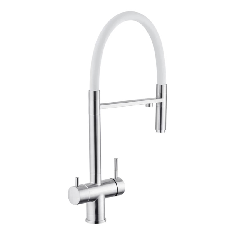 Смеситель для кухни Kroner KRP Klassisch-ESG03815WHI под фильтр нержавеющая сталь/белый CV027935