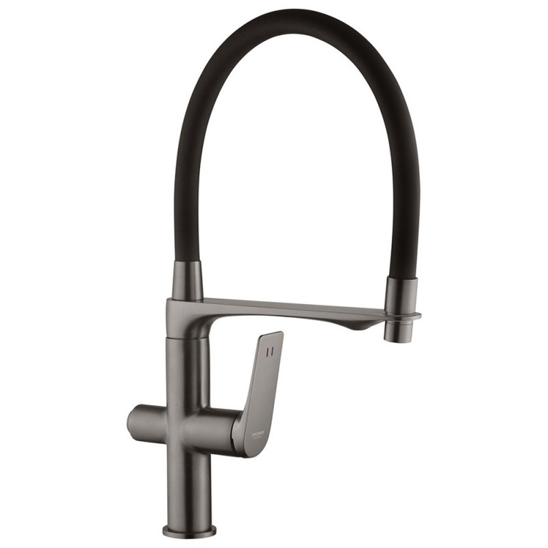 Змішувач для кухні Kroner KRP Graz-GRP03815 з гнучким виливом графіт CV031337