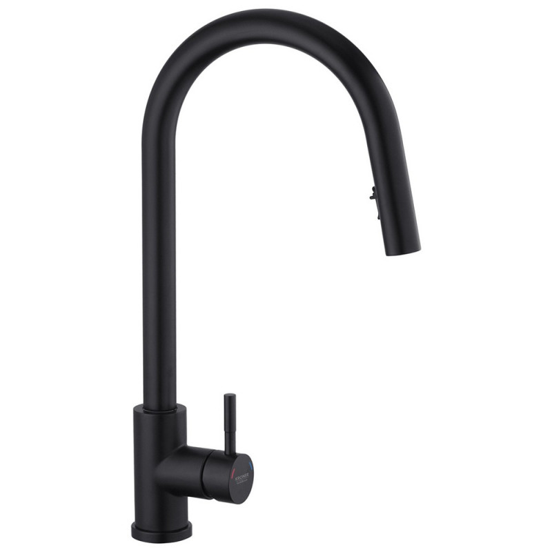 Смеситель для кухни Kroner KRP Klassisch-SCH03915 с выдвижным изливом черный CV032282
