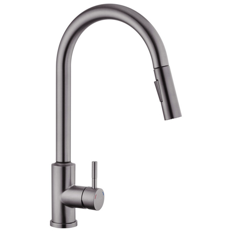 Смеситель для кухни Kroner KRP Edelstahl Klassisch-PVD03916S с выдвижным изливом сенсорный графит CV032496