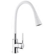Смеситель для кухни Kroner KRP Kuche-C132WHI с гибким изливом хром/белый CV033128