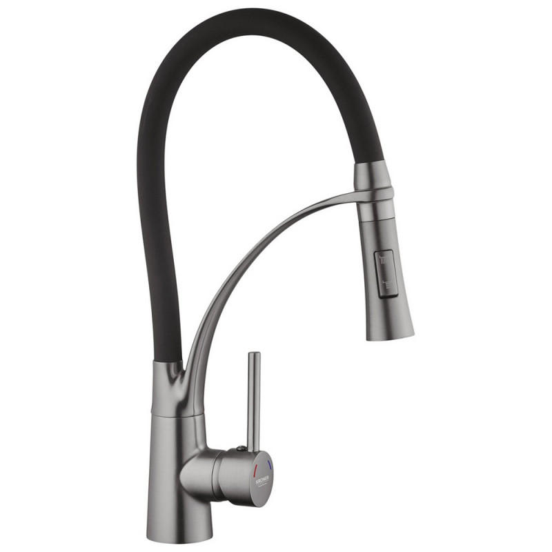 Смеситель для кухни Kroner KRP Ersel-GRP03393BLK с рефлекторным изливом графит/черный CV033800