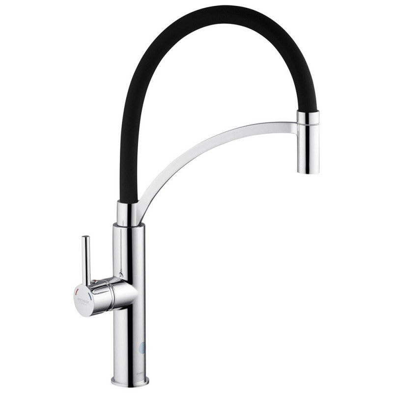 Смеситель для кухни Kroner KRP Ersel-C03900BLK с гибким изливом хром/черный CV033801