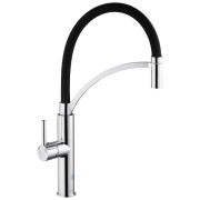 Смеситель для кухни Kroner KRP Ersel-C03900BLK с гибким изливом хром/черный CV033801