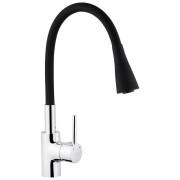 Смеситель для кухни Kroner KRP Kuche-C031BLK с гибким изливом хром/черный CV024338