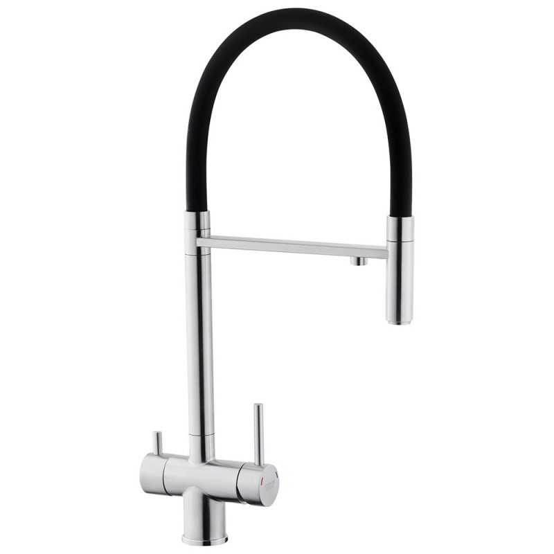 Смеситель для кухни Kroner KRP Klassisch-ESG03815BLK под фильтр нержавеющая сталь/черный CV027933