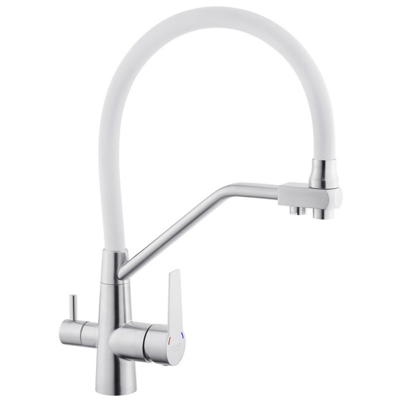 Смеситель для кухни Kroner KRP Klassisch-ESG03817WHI под фильтр нержавеющая сталь/белый CV027938