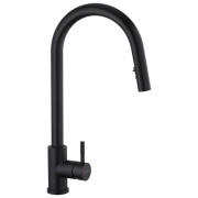 Смеситель для кухни Kroner KRP Klassisch-SCH03915 с выдвижным изливом черный CV032282