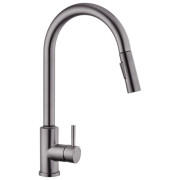Змішувач для кухні Kroner KRP Edelstahl Klassisch-PVD03916S з висувним виливом сенсорний графіт CV032496