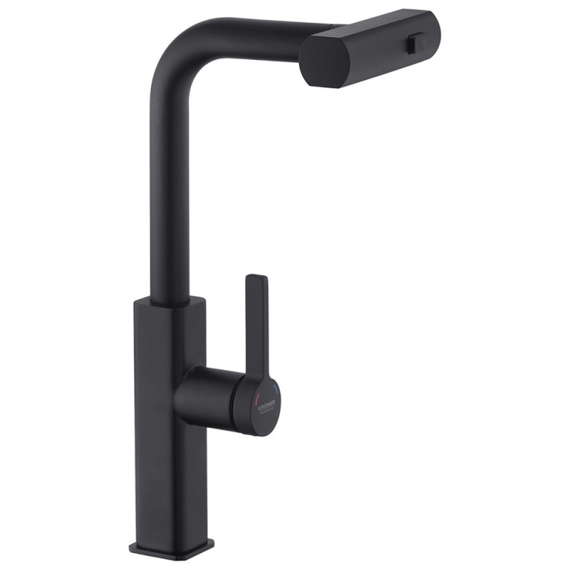 Змішувач для кухні Kroner KRP Edelstahl Klassisch-SCH03918 з висувним виливом чорний CV032500