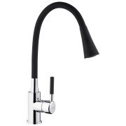Змішувач для кухні Kroner KRP Kuche-C132BLK з гнучким виливом хром/чорний CV033126