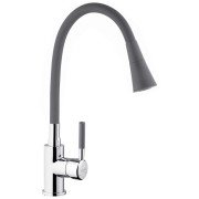 Змішувач для кухні Kroner KRP Kuche-C132GRA з гнучким виливом хром/сірий CV033127