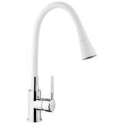 Смеситель для кухни Kroner KRP Kuche-C132WHI с гибким изливом хром/белый CV033128