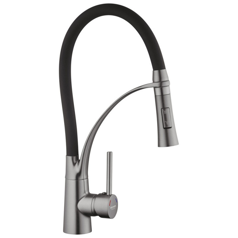 Смеситель для кухни Kroner KRP Ersel-GRP03393BLK с рефлекторным изливом графит/черный CV033800