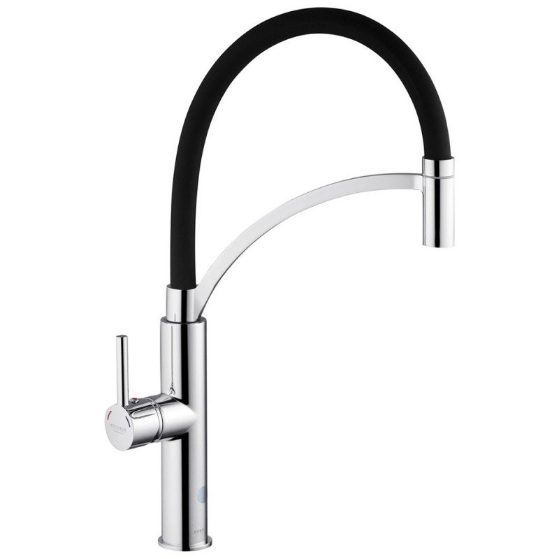 Смеситель для кухни Kroner KRP Ersel-C03900BLK с гибким изливом хром/черный CV033801