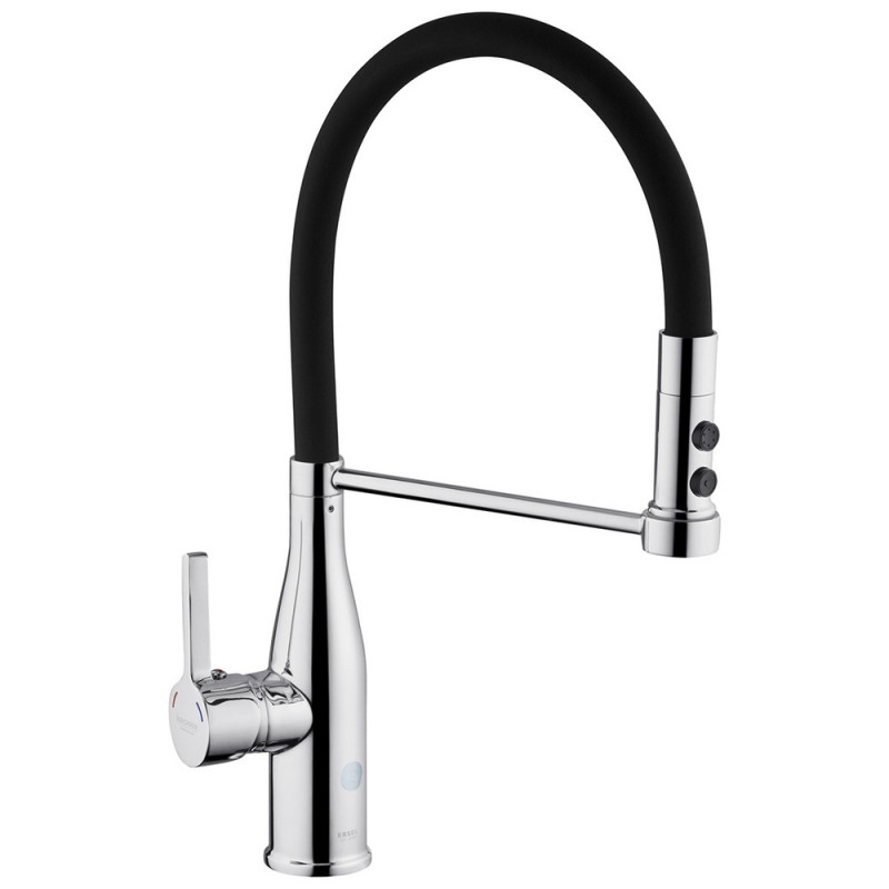 Смеситель для кухни Kroner KRP Ersel-C03111BLK с гибким изливом хром/черный CV033804