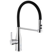 Змішувач для кухні Kroner KRP Ersel-C03111BLK з гнучким виливом хром/чорний CV033804