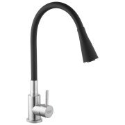 Смеситель для кухни Kroner KRP Edelstahl Klassisch-ESG031BLK с гибким изливом нержавеющая сталь/черный CV035371