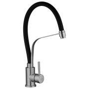 Смеситель для кухни Kroner KRP Edelstahl Klassisch-ESG03593BLK с гибким изливом нержавеющая сталь/черный CV035453