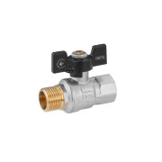 Кран шаровый Kroner KN-06/6 ½'' ВН PN40 бабочка латунь никелированная CV033207