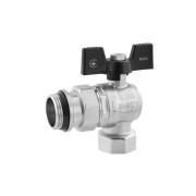 Кран-американка шаровой угловой Kroner KN-06/17 1'' ВН PN40 бабочка латунь никелированная CV033225