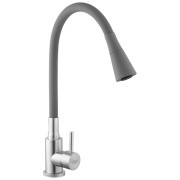 Змішувач для кухні Kroner KRP Edelstahl Klassisch-ESG031GRA з гнучким виливом нержавіюча сталь/сірий CV035372