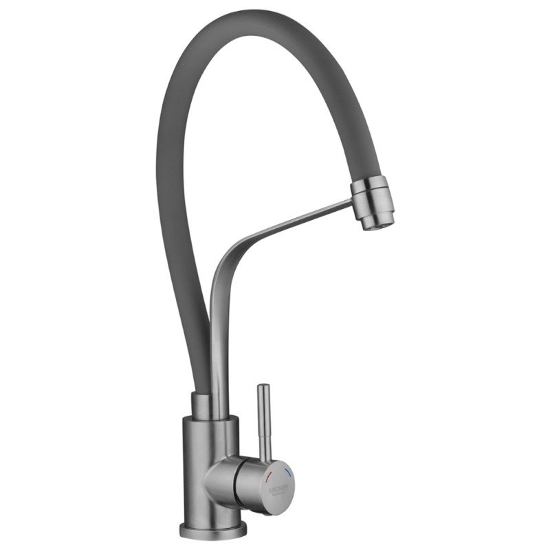 Змішувач для кухні Kroner KRP Edelstahl EdelstahlKlassisch-ESG03593GRA з гнучким виливом нержавіюча сталь/сірий CV035454