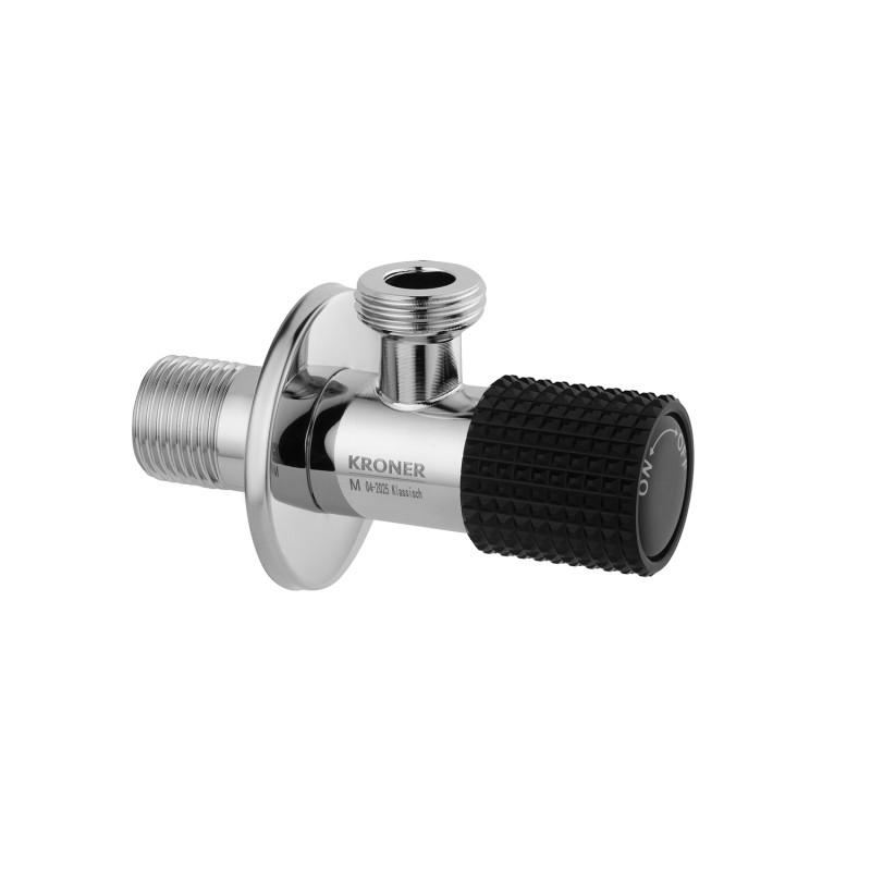 Кран приладовий Kroner KRP Edelstahl Klassisch-CHS201 кутовий ½''х½'' ВВ латунь хром CV031408
