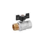 Кран кульовий Kroner KN-06/4 ¾'' ВЗ PN40 метелик латунь нікельована CV033210