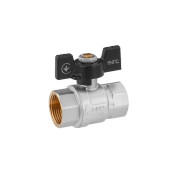 Кран кульовий Kroner KN-06/3 1'' ВВ PN40 метелик латунь нікельована CV033211