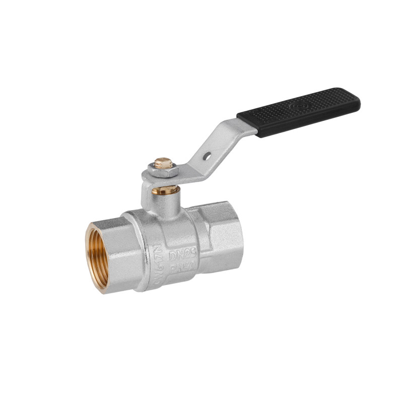 Кран шаровый Kroner KN-06/10 1'' ВВ PN40 с ручкой латунь никелированная CV033218